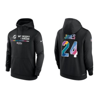 Byron Jones Miami Dolphins Black 2022 NFL Crucial Catch Therma Performance Pullover Hoodie