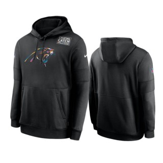 Men's Carolina Panthers Black Sideline Performance Crucial Catch Pullover Hoodie