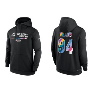 Christian Wilkins Miami Dolphins Black 2022 NFL Crucial Catch Therma Performance Pullover Hoodie