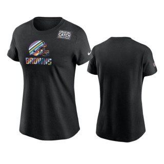 Women's Cleveland Browns Black Multicolor Crucial Catch Performance T-Shirt