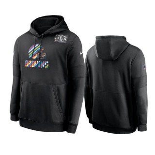 Men's Cleveland Browns Black Sideline Performance Crucial Catch Pullover Hoodie