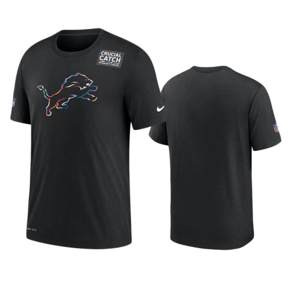 Men's Detroit Lions Black Sideline Crucial Catch Performance T-Shirt