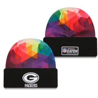 Green Bay Packers Black 2023 NFL Crucial Catch Cuffed Knit Hat