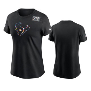 Women's Houston Texans Black Multicolor Crucial Catch Performance T-Shirt