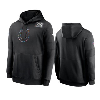 Men's Indianapolis Colts Black Sideline Performance Crucial Catch Pullover Hoodie