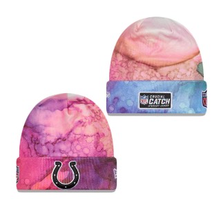 Men's Indianapolis Colts Pink 2022 NFL Crucial Catch Knit Hat