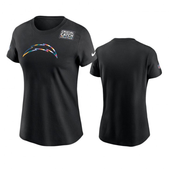 Women's Los Angeles Chargers Black Multicolor Crucial Catch Performance T-Shirt