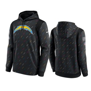 Men's Los Angeles Chargers Charcoal Therma Pullover 2021 NFL Crucial Catch Hoodie