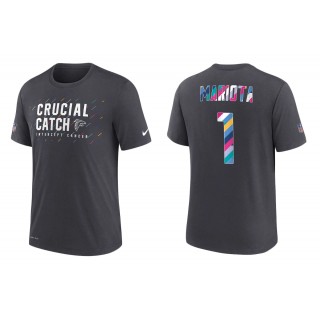 Men's Atlanta Falcons Marcus Mariota Charcoal NFL Crucial Catch T-Shirt