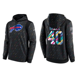 Men's Buffalo Bills Von Miller Charcoal 2021 NFL Crucial Catch Therma Pullover Hoodie