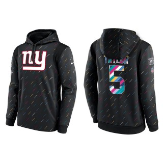 Men's New York Giants Tyrod Taylor Charcoal 2021 NFL Crucial Catch Therma Pullover Hoodie