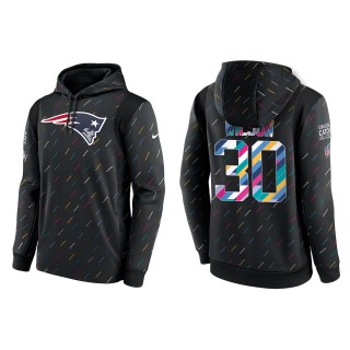 Men's New England Patriots Mack Wilson Charcoal 2021 NFL Crucial Catch Therma Pullover Hoodie