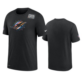 Men's Miami Dolphins Black Sideline Crucial Catch Performance T-Shirt