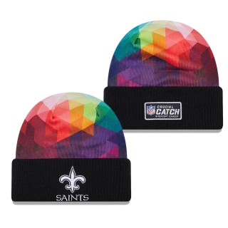 New Orleans Saints Black 2023 NFL Crucial Catch Cuffed Knit Hat
