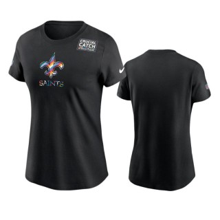 Women's New Orleans Saints Black Multicolor Crucial Catch Performance T-Shirt