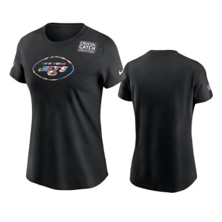 Women's New York Jets Black Multicolor Crucial Catch Performance T-Shirt