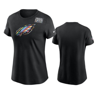 Women's Philadelphia Eagles Black Multicolor Crucial Catch Performance T-Shirt