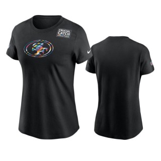 Women's San Francisco 49ers Black Multicolor Crucial Catch Performance T-Shirt