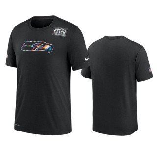 Men's Seattle Seahawks Black Sideline Crucial Catch Performance T-Shirt
