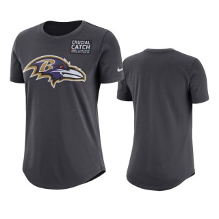 Women's Baltimore Ravens Anthracite Crucial Catch T-Shirt