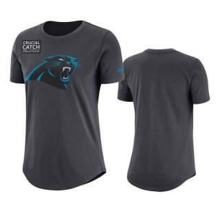 Women's Carolina Panthers Anthracite Crucial Catch T-Shirt