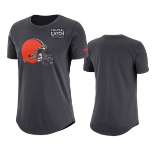 Women's Cleveland Browns Anthracite Crucial Catch T-Shirt