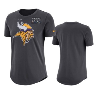 Women's Minnesota Vikings Anthracite Crucial Catch T-Shirt