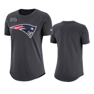 Women's New England Patriots Anthracite Crucial Catch T-Shirt