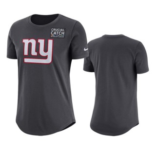 Women's New York Giants Anthracite Crucial Catch T-Shirt