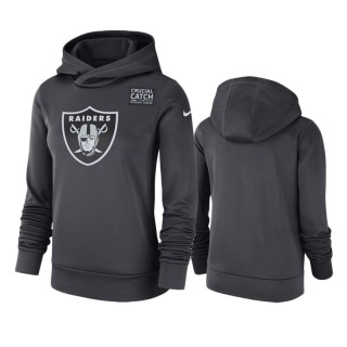 Women's Oakland Raiders Anthracite Crucial Catch Hoodie