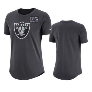 Women's Oakland Raiders Anthracite Crucial Catch T-Shirt