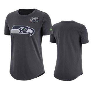 Women's Seattle Seahawks Anthracite Crucial Catch T-Shirt