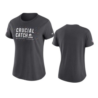 Women's Cleveland Browns Anthracite 2021 NFL Crucial Catch Performance T-Shirt