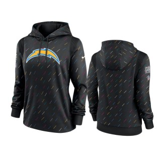Women's Los Angeles Chargers Anthracite 2021 NFL Crucial Catch Therma Pullover Hoodie