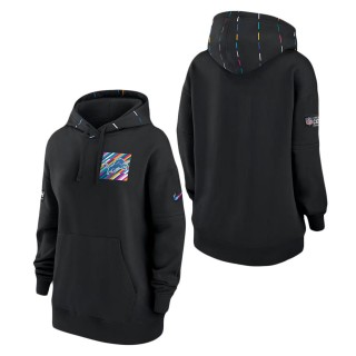 Women's Detroit Lions Black 2023 Crucial Catch Club Pullover Hoodie