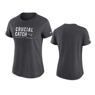 Women's New England Patriots Anthracite 2021 NFL Crucial Catch Performance T-Shirt