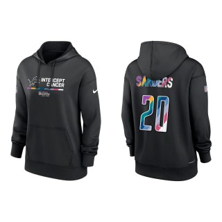 Women's Barry Sanders Detroit Lions Black 2022 NFL Crucial Catch Therma Performance Pullover Hoodie