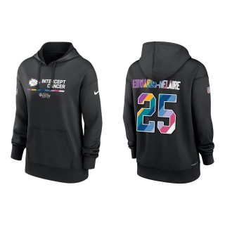 Women's Clyde Edwards-Helaire Kansas City Chiefs Black 2022 NFL Crucial Catch Therma Performance Pullover Hoodie