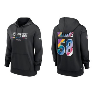 Women's Connor Williams Miami Dolphins Black 2022 NFL Crucial Catch Therma Performance Pullover Hoodie