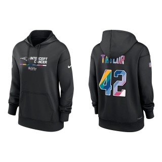 Women's J.J. Taylor New England Patriots Black 2022 NFL Crucial Catch Therma Performance Pullover Hoodie