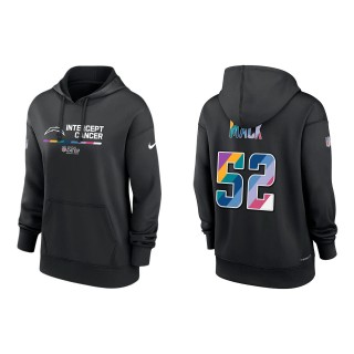Women's Khalil Mack Los Angeles Chargers Black 2022 NFL Crucial Catch Therma Performance Pullover Hoodie