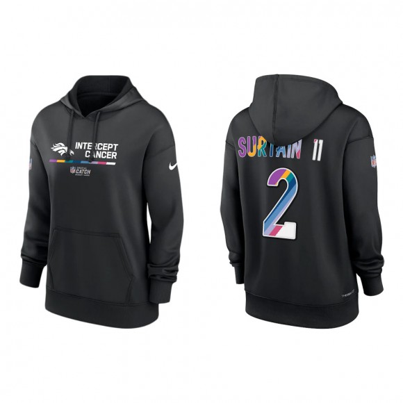 Women's Patrick Surtain II Denver Broncos Black 2022 NFL Crucial Catch Therma Performance Pullover Hoodie