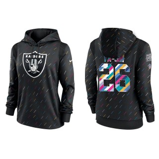 Women's Las Vegas Raiders Rock Ya-Sin Anthracite 2021 NFL Crucial Catch Therma Pullover Hoodie