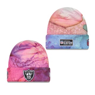 Youth Las Vegas Raiders Pink 2022 NFL Crucial Catch Knit Hat