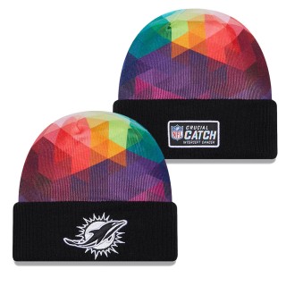 Youth Miami Dolphins Black 2023 NFL Crucial Catch Cuffed Knit Hat
